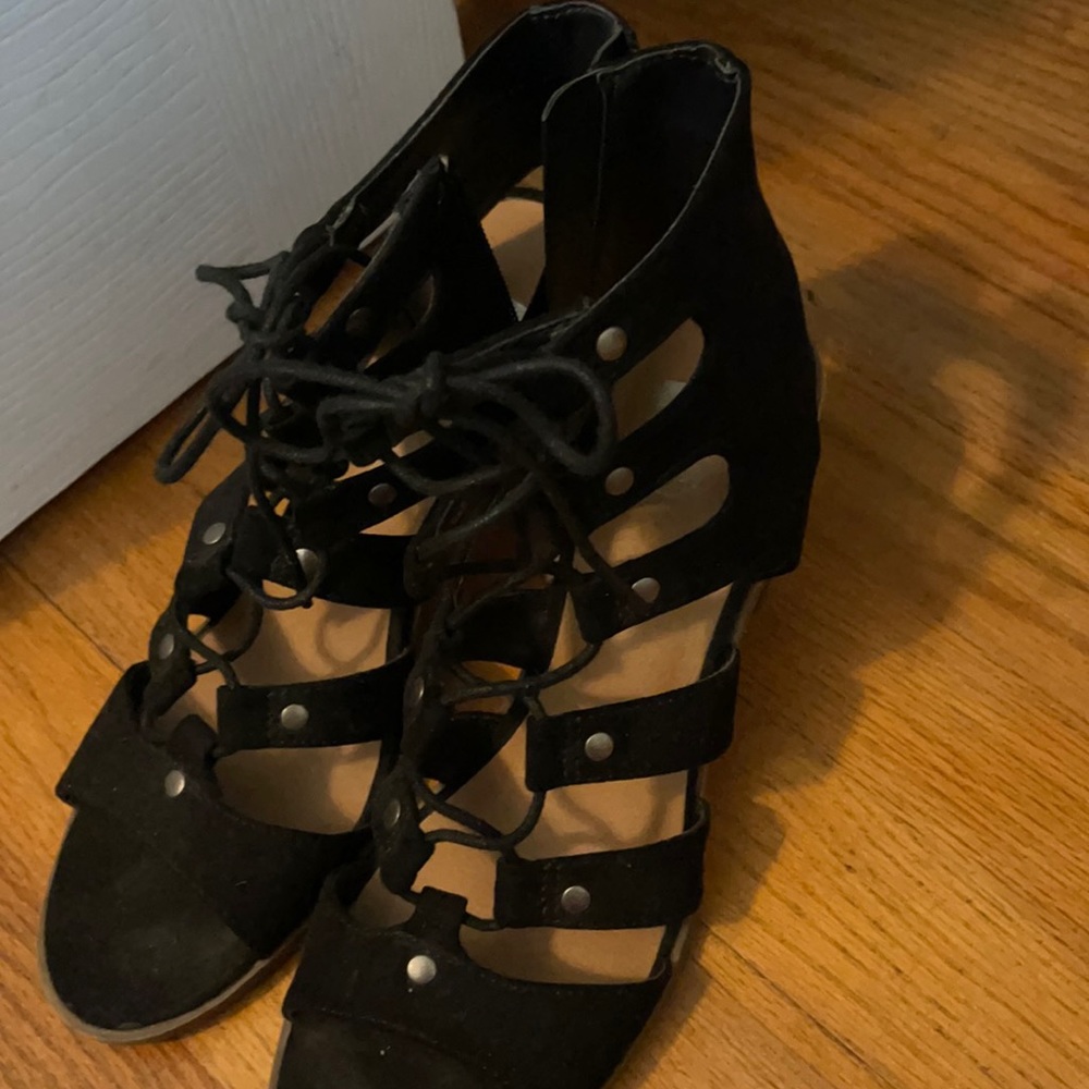 Black block heels